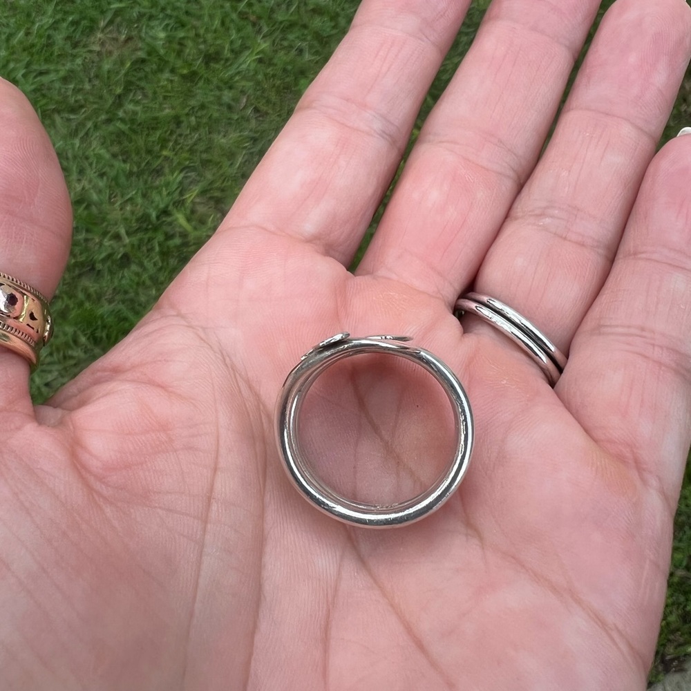 Sterling Silver MEXICO Freeform Weave Tapered Three Layered Band Ring - Picture 10 of 17